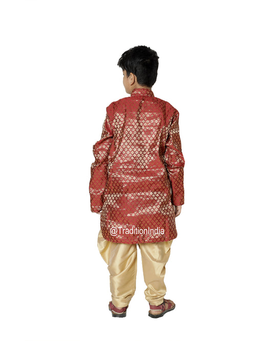 Kurta Pajama, Ready To Wear Traditional Kids Readymade Chanderi Silk Dhoti Kurta, Rakhi Dresses For Boys