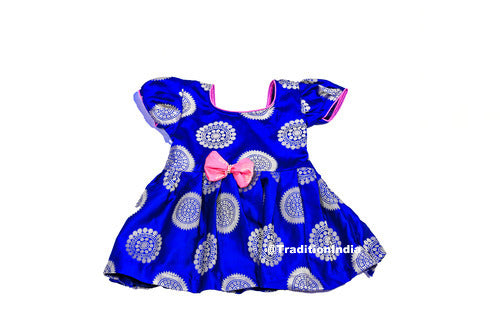 Ready To Wear Blue Frock, Baby Frock Kids Festive Wear, Ethnic Frock, New Born Baby Girls Frock, Readymade Frock,