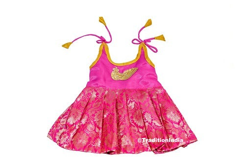 Ready To Wear Frock, Hot Pink Baby Frock Kids Festive Wear, Ethnic Frock, New Born Baby Girls Frock, Readymade Frock,