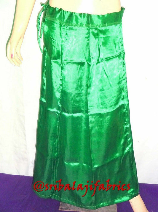 Green Saree Petticoat, Satin Sari Petticoat, Saree Inskirt, Indian Sari Petticoat