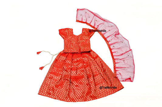 Red Chanderi Silk Lehenga Blouse, Indian Kids Dresses, Designer Lehenga Choli, Girls Lehenga Choli, Kids Outfits, Baby Girls Lehenga