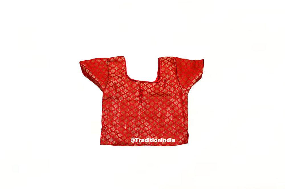 Red Chanderi Silk Lehenga Blouse, Indian Kids Dresses, Designer Lehenga Choli, Girls Lehenga Choli, Kids Outfits, Baby Girls Lehenga