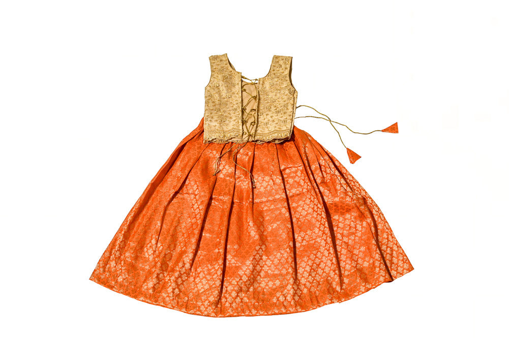 Designer Orange Girls Lehenga Choli Set, Indian Kids Dresses, Designer Lehenga Blouse, Girls Lehenga Choli, Kids Outfits, Baby Girls Lehenga