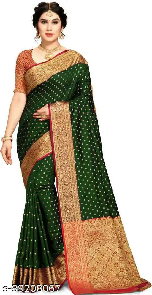 Green Banarasi Silk Saree, Traditional Saree, Party Wear Saree, Fancy Sari, Art Silk Saree