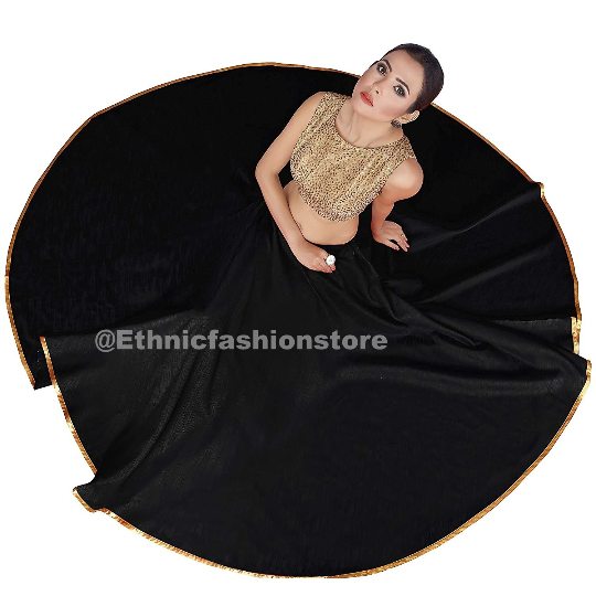 Black Full Flare Skirt Bollywood Skirt Dance Skirts Bollywood skirt Tradition India