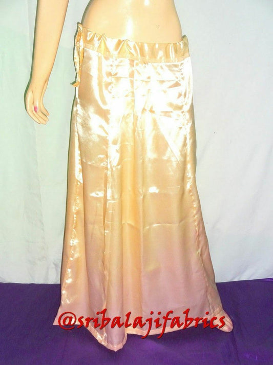 Golden Saree Petticoat, Satin Sari Petticoat, Saree Inskirt, Indian Sari Petticoat