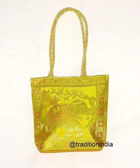 Indian Handmade Purse, Women's Banarasi Silk Bag , Girl's Shoulder Bag, Banarasi Brocade Bag, Return Gift Item, Wedding Bag, Shagun Bag