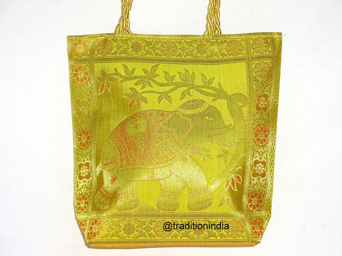 Indian Handmade Purse, Women's Banarasi Silk Bag , Girl's Shoulder Bag, Banarasi Brocade Bag, Return Gift Item, Wedding Bag, Shagun Bag