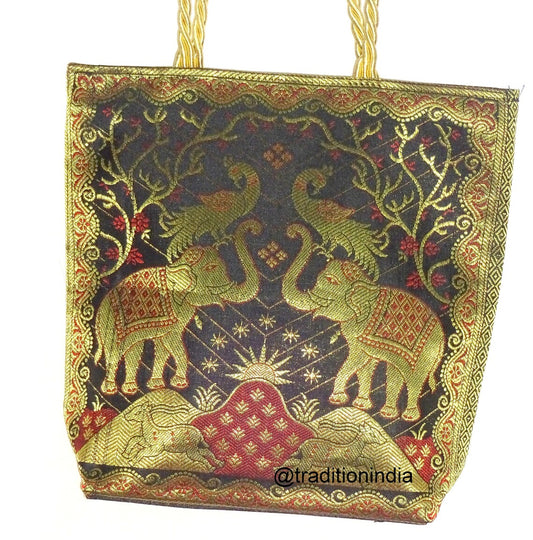 Indian Handmade Purse, Women's Banarasi Silk Bag , Girl's Shoulder Bag, Banarasi Brocade Bag, Return Gift Item, Wedding Bag, Shagun Bag