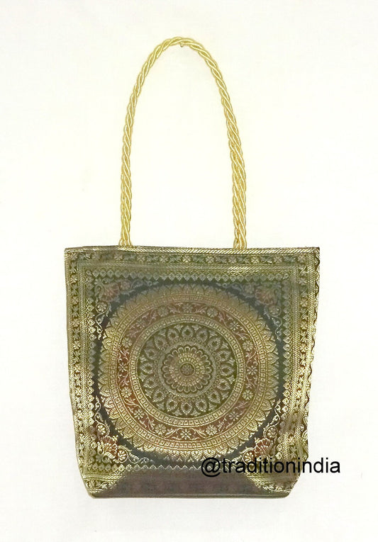Indian Handmade Purse, Women's Banarasi Silk Bag , Girl's Shoulder Bag, Banarasi Brocade Bag, Return Gift Item, Wedding Bag, Shagun Bag