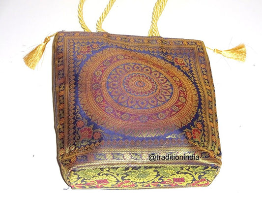 Indian Handmade Purse, Women's Banarasi Silk Bag , Girl's Shoulder Bag, Banarasi Brocade Bag, Return Gift Item, Wedding Bag, Shagun Bag