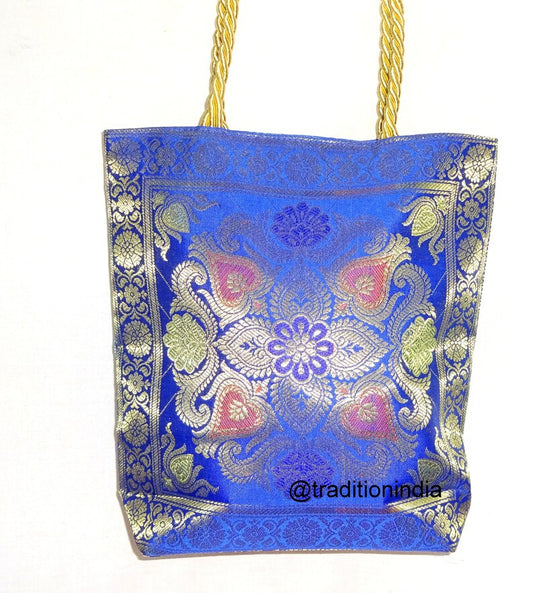 Indian Handmade Purse, Women's Banarasi Silk Bag , Girl's Shoulder Bag, Banarasi Brocade Bag, Return Gift Item, Wedding Bag, Shagun Bag
