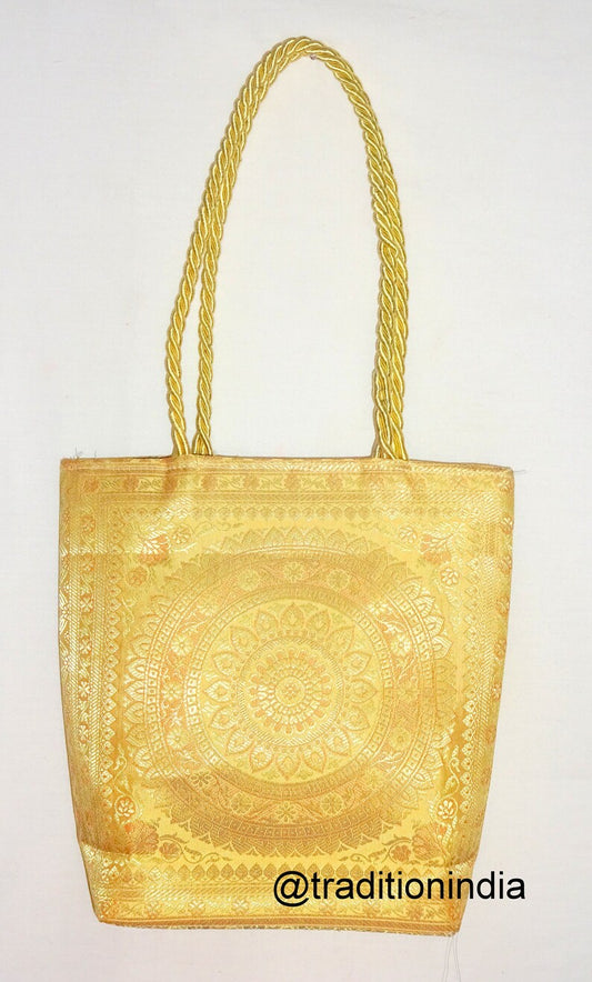 Indian Handmade Purse, Women's Banarasi Silk Bag , Girl's Shoulder Bag, Banarasi Brocade Bag, Return Gift Item, Wedding Bag, Shagun Bag