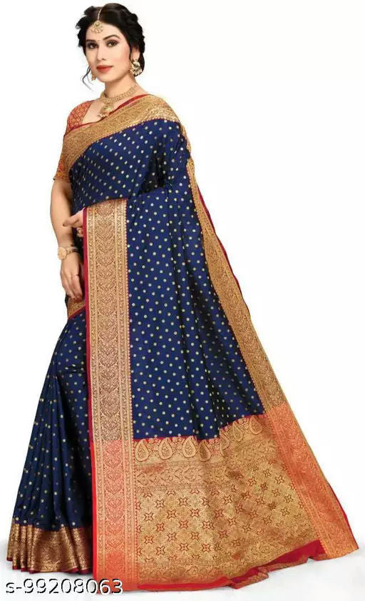 Blue Banarasi Silk Saree, Party Wear Saree, Fancy Sari, Art Silk Saree Traditional Saree