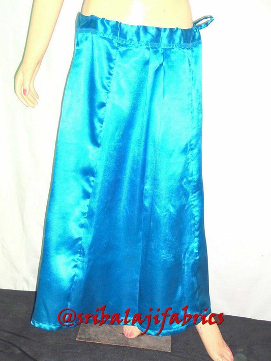 Satin Sari Petticoat, Saree Inskirt, Turquoise Saree Petticoat, Indian Sari Petticoat