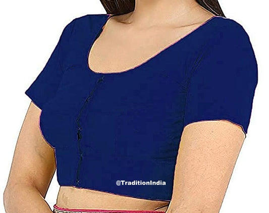 Navy Blue Cotton Saree Blouse, Rubia Cotton Saree Blouse, Readymade Saree Blouse, Designer Sari Blouse, Saree Blouse Traditional Indian Saree Blouse, Indian Blouse