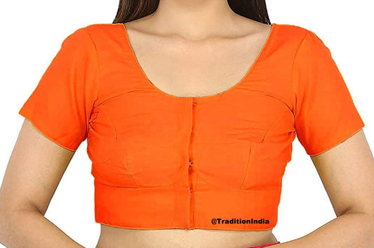 Orange Cotton  Saree Blouse, Rubia Cotton Saree Blouse, Readymade Saree Blouse, Designer Sari Blouse, Saree Blouse Traditional Indian Saree Blouse, Indian Blouse