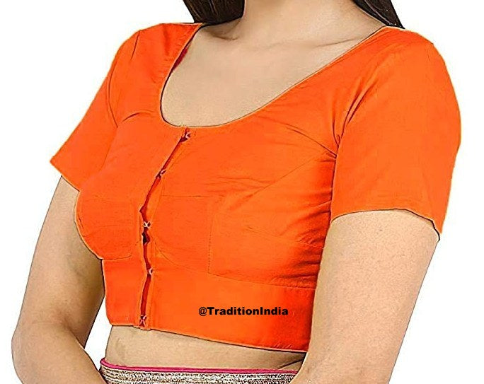 Orange Cotton  Saree Blouse, Rubia Cotton Saree Blouse, Readymade Saree Blouse, Designer Sari Blouse, Saree Blouse Traditional Indian Saree Blouse, Indian Blouse