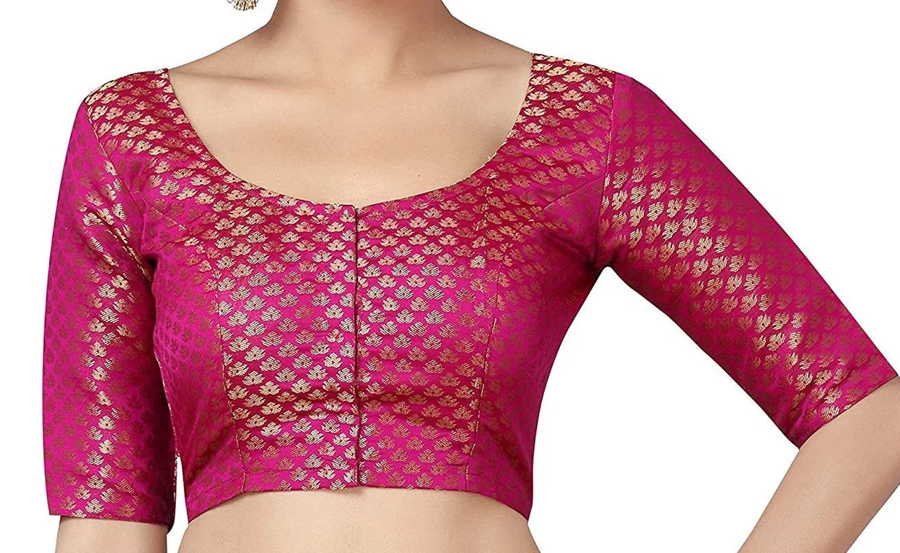 Readymade Hot Pink Saree Blouse, Chanderi Silk Saree Blouse, Ready To Wear Saree Blouse, Designer Sari Blouse, Saree Blouse Traditional Indian Saree Blouse, Indian Blouse