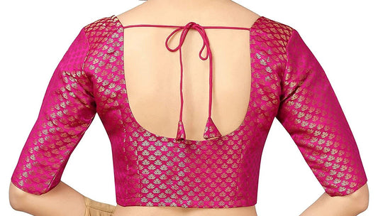 Readymade Hot Pink Saree Blouse, Chanderi Silk Saree Blouse, Ready To Wear Saree Blouse, Designer Sari Blouse, Saree Blouse Traditional Indian Saree Blouse, Indian Blouse