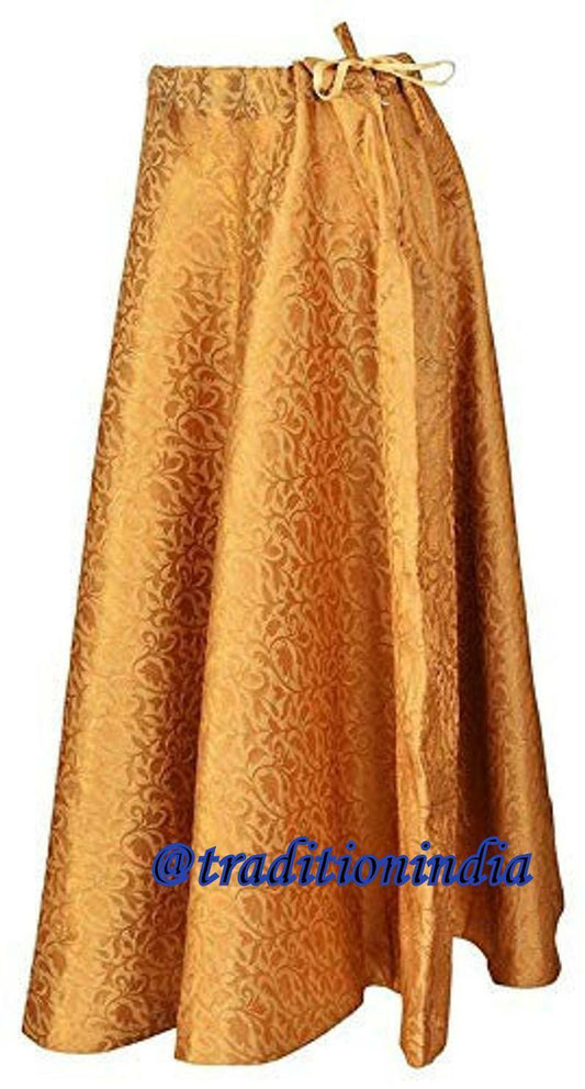 Golden Brocade Silk Skirt, Ethnic Lehenga, Indian Long Skirt, Bollywood Skirt, Dance Skirt, Designer Skirts ,Wedding Dresses,