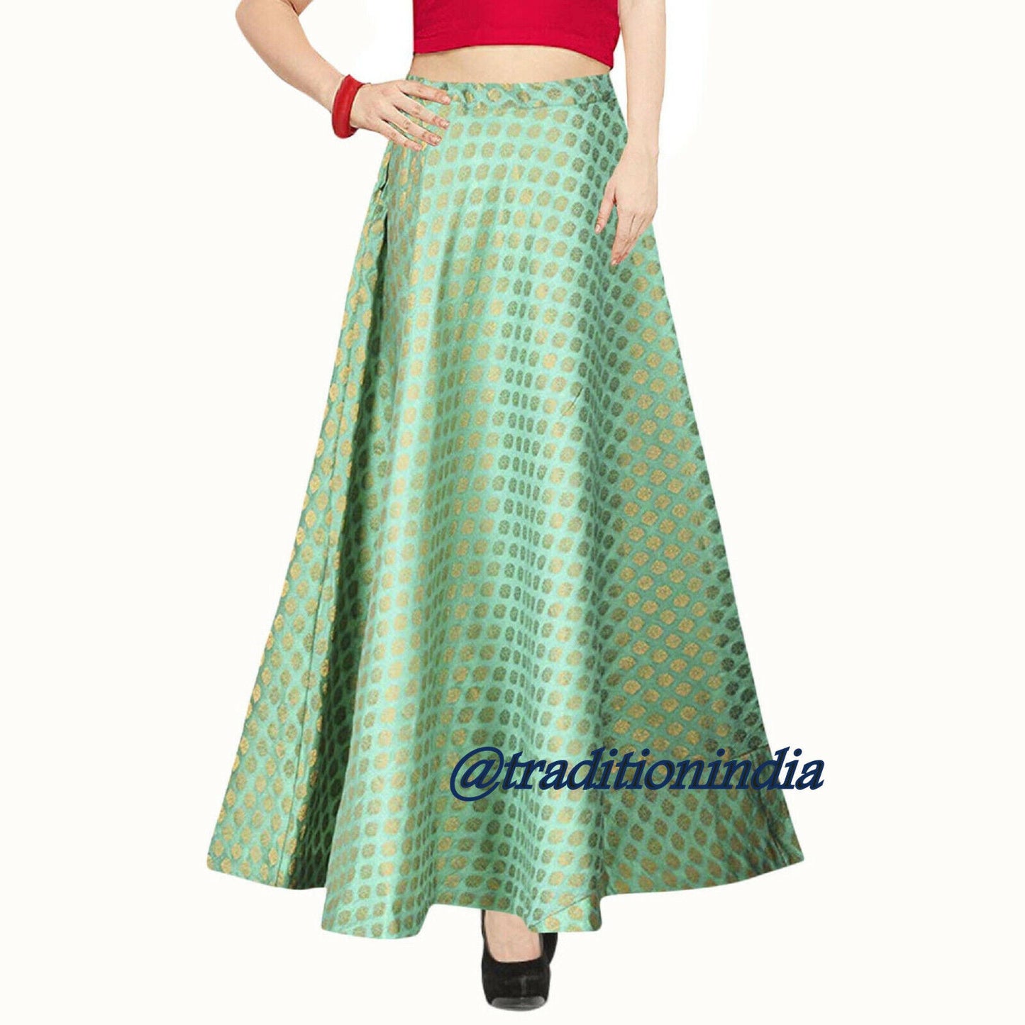 Turquoise Chanderi Silk Skirt, Ethnic Lehenga, Indian Long Skirt, Bollywood Skirt, Dance Skirt, Designer Skirts ,Wedding Dresses,