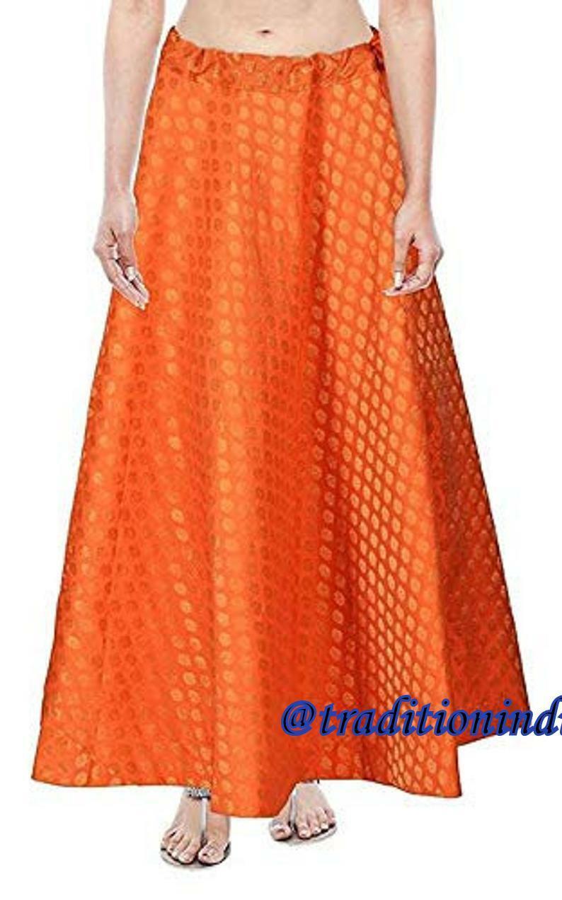 Ethnic Lehenga, Indian Long Skirt, Orange Chanderi Silk Skirt, Bollywood Skirt, Dance Skirt, Designer Skirts ,Wedding Dresses,