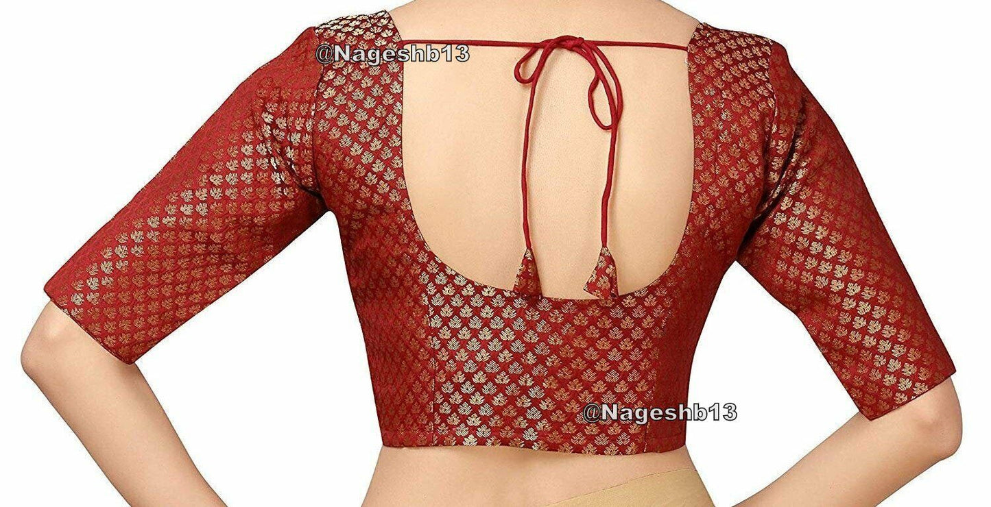 Ready To Wear Maroon Sari Blouse, Chanderi Silk Saree Blouse, Readymade Saree Blouse, Readymade Sari Blouse, Saree Blouse Traditional Indian Saree Blouse, Indian Blouse