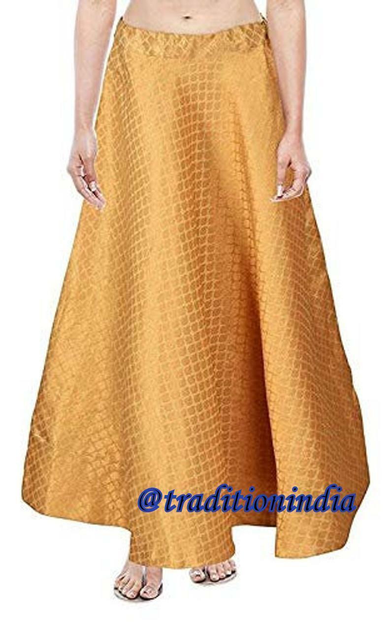 Golden Chanderi Silk Skirt, Ethnic Lehenga, Indian Long Skirt, Bollywood Skirt, Dance Skirt, Designer Skirts ,Wedding Dresses,