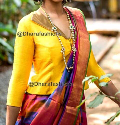 Yellow Jacket Style Sari Blouse, Dupion Silk Saree Blouse, Readymade Saree Blouse, Designer Sari Blouse, Saree Blouse Traditional Indian Saree Blouse, Indian Blouse