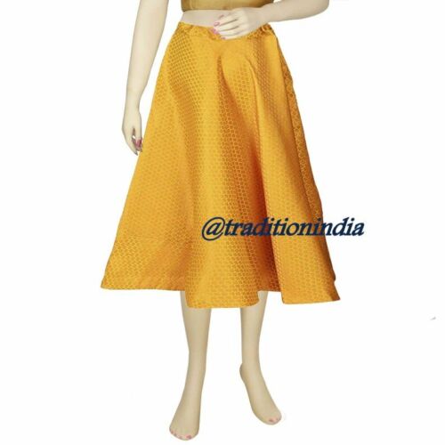 Mustard Brocade Silk Skirt, Ethnic Lehenga, Indian Short Skirt, Bollywood Skirt, Dance Skirt, Designer Skirts ,Wedding Dresses,
