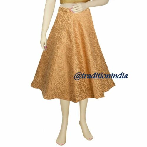 Ethnic Lehenga, Golden Indian Short Skirt, Brocade Silk Skirt, Bollywood Skirt, Dance Skirt, Designer Skirts ,Wedding Dresses,