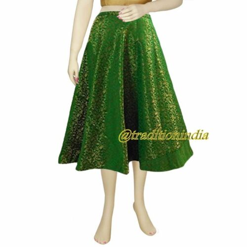 Ethnic Lehenga,  Indian Short Skirt, Green Brocade Silk Skirt, Bollywood Skirt, Dance Skirt, Designer Skirts ,Wedding Dresses,