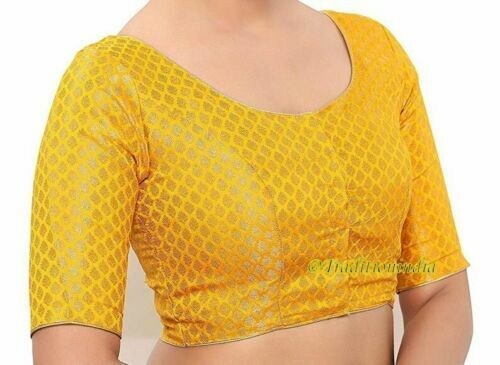 Yellow Sari Blouse, Chanderi Silk Saree Blouse, Readymade Saree Blouse, Readymade Sari Blouse, Saree Blouse Traditional Indian Saree Blouse, Indian Blouse