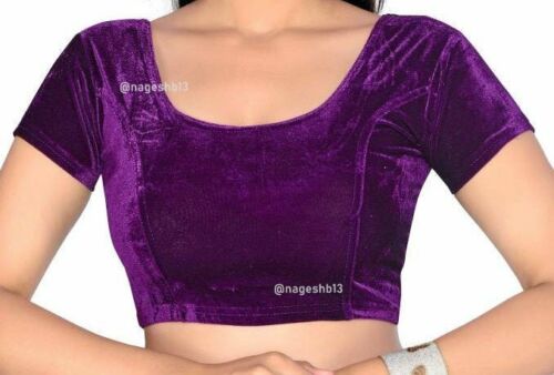 Purple Velvet Saree Blouse, Indian Saree Blouse Readymade Saree Blouse, Indian Saree Blouse, Readymade Sari Blouse, Saree Blouse Traditional Indian Saree Blouse, Ready To Wear Blouse, Indian Blouse