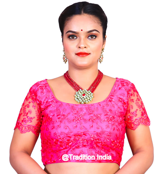 Readymade Hot Pink Saree Blouse, Indian Saree Blouse, Readymade Sari Blouse, Saree Blouse Traditional Indian Saree Blouse, Ready To Wear Blouse, Indian Blouse