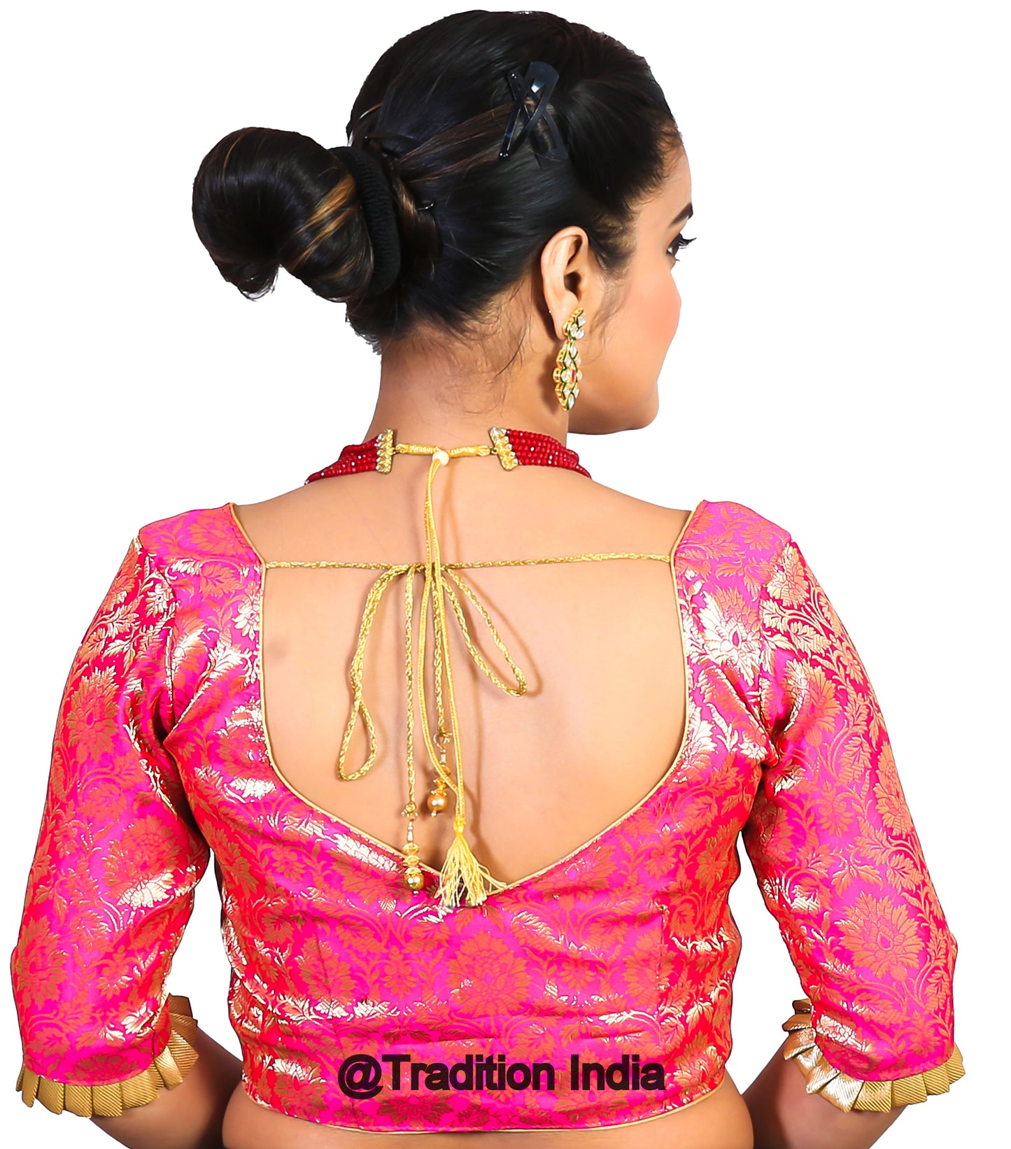 Hot Pink Banarasi Silk Saree Blouse, Readymade Saree Blouse, Readymade Sari Blouse, Saree Blouse Traditional Indian Saree Blouse, Ready To Wear Blouse, Indian Blouse