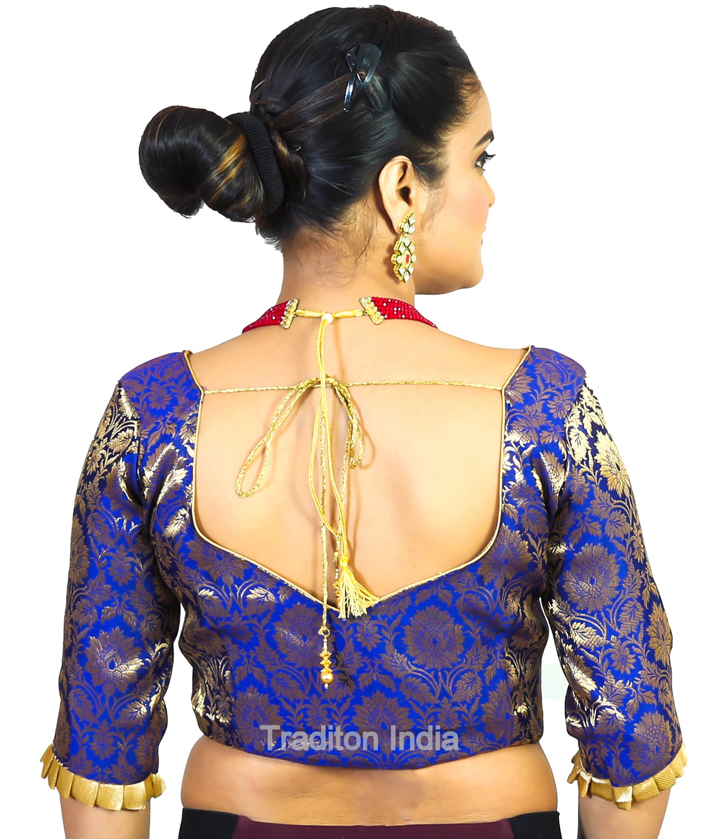 Ready To Wear Royal Blue Saree Blouse, Banarasi Silk Saree Blouse, Readymade Saree Blouse, Readymade Sari Blouse, Saree Blouse Traditional Indian Saree Blouse, Indian Blouse