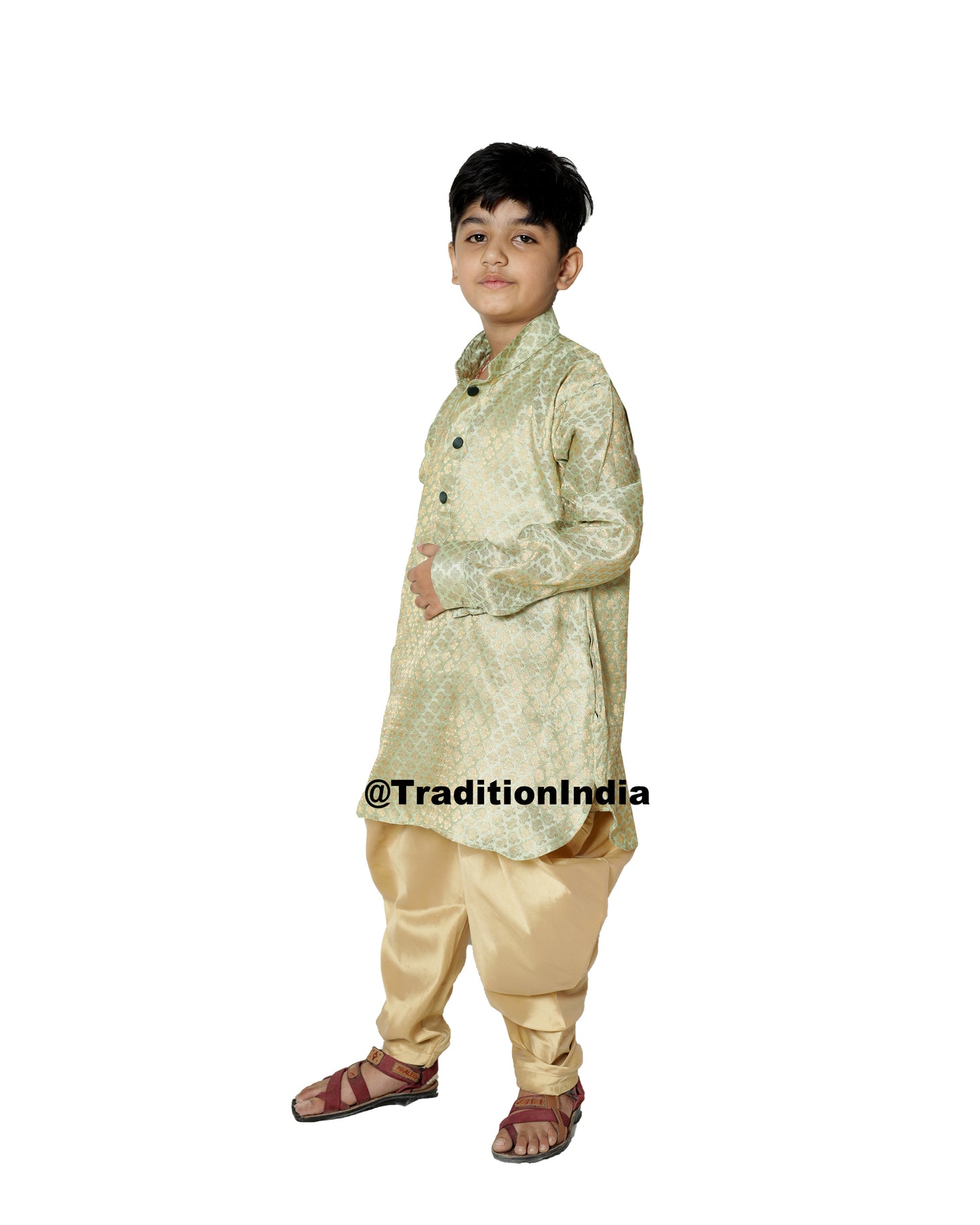 Readymade Chanderi Silk Dhoti Kurta, Ready To Wear Traditional Kids Kurta Pajama, Rakhi Dresses For Boys