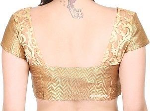 Golden Brocade Silk Saree Blouse Indian Saree Blouse, Designer Saree Blouse, Traditional Blouse, Ready To Wear Blouse, Indian Saree Blouse, Sari Blouse