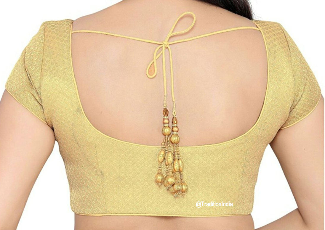 Readymade Golden Saree Blouse, Designer Saree Blouse, Traditional Blouse, Indian Saree Blouse, Ready To Wear Blouse, Indian Saree Blouse, Sari Blouse