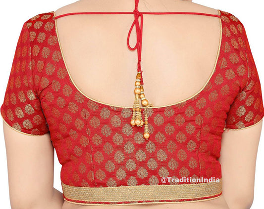 Ready To Wear Red Blouse, Saree Blouse, Chanderi Silk Saree Blouse, Indian Saree Blouse, Readymade Sari Blouse, Saree Blouse