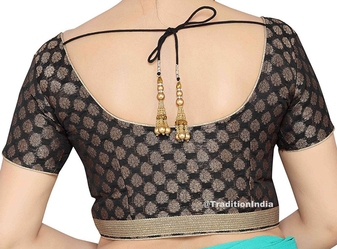 Black Saree Blouse, Chanderi Silk Saree Blouse, Ready To Wear Blouse, Saree Blouse, Readymade Sari Blouse, Saree Blouse