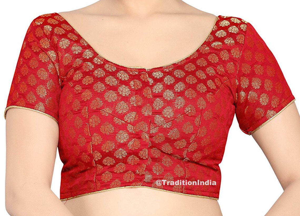 Ready To Wear Red Blouse, Saree Blouse, Chanderi Silk Saree Blouse, Indian Saree Blouse, Readymade Sari Blouse, Saree Blouse