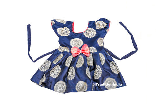 Ready To Wear Navy Blue Frock, Baby Frock Kids Festive Wear, Ethnic Frock, New Born Baby Girls Frock, Readymade Frock,