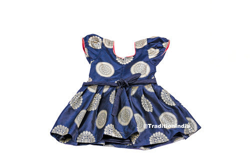 Ready To Wear Navy Blue Frock, Baby Frock Kids Festive Wear, Ethnic Frock, New Born Baby Girls Frock, Readymade Frock,