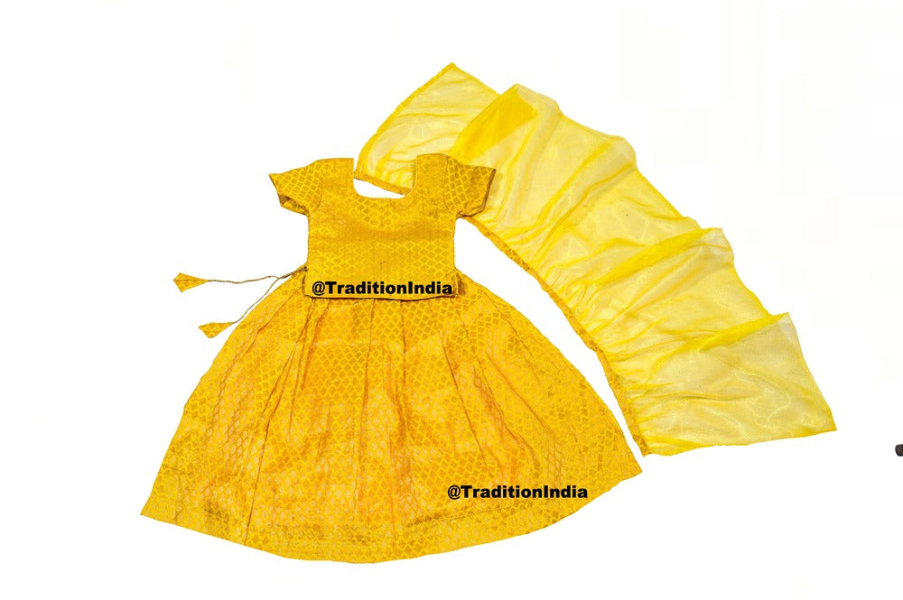 Baby Girls Yellow Lehenga Choli Set , Indian Kids Dresses, Designer Lehenga Blouse, Girls Lehenga Choli, Kids Outfits, Baby Girls Lehenga