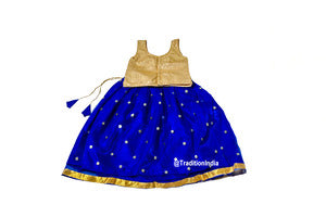 Designer Blue & Golden Girls Lehenga Choli Set, Indian Kids Dresses, Designer Lehenga Blouse, Girls Lehenga Choli, Kids Outfits, Baby Girls Lehenga