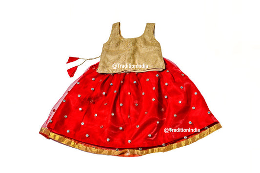 Readymade Red & Golden Girls Lehenga Choli Set, Indian Kids Dresses, Designer Lehenga Blouse, Girls Lehenga Choli, Kids Outfits, Baby Girls Lehenga