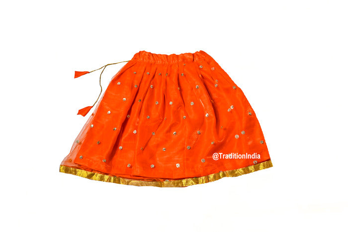 Ready To Wear Orange & Golden Girls Lehenga Choli Set, Indian Kids Dresses, Designer Lehenga Blouse, Girls Lehenga Choli, Kids Outfits, Baby Girls Lehenga